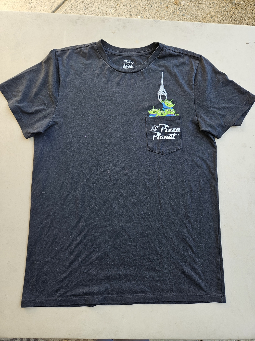 Pizza Planet Black Graphic Pocket T-Shirt